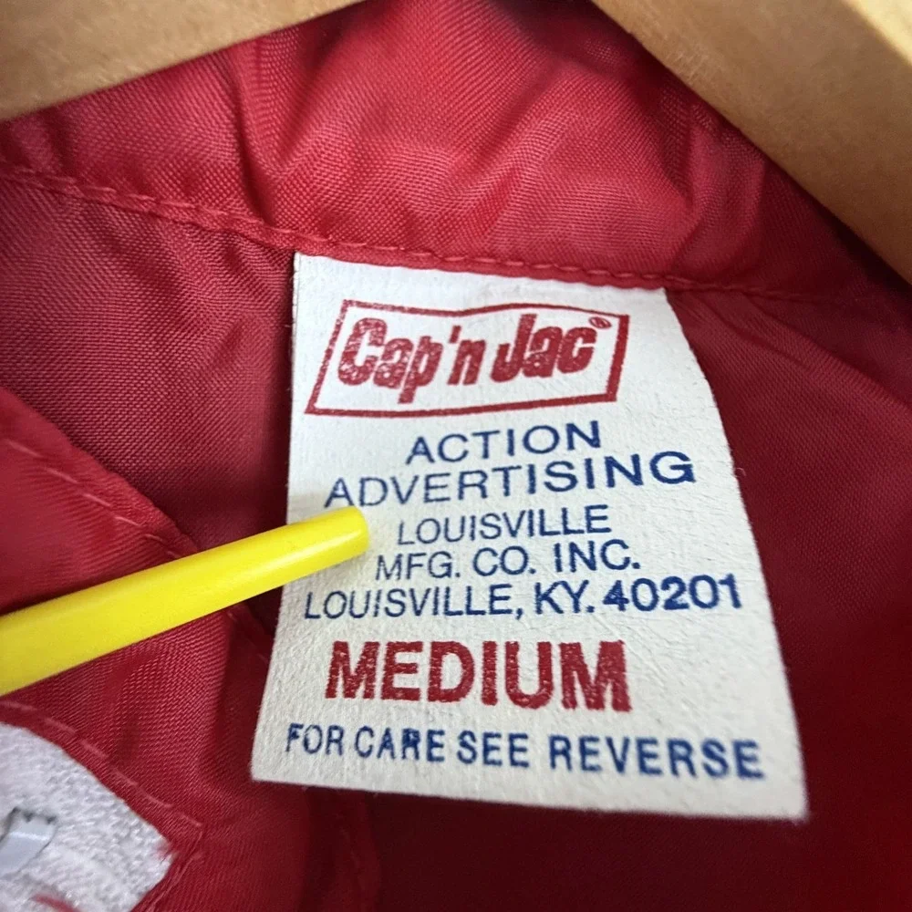 Vintage Cap'n Jac Windbreaker Jacket Men's Medium Red Water Resistant Full Zip